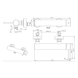Aurum mitigeur de douche mural 150 mm à levier sans set de douche, noir mat (SATBAUR268C)