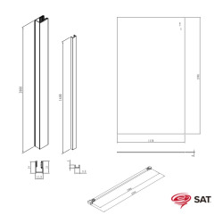 Walk-in 120x200cm, Verre semi poli Crystal Glass® 8 mm  anticalcaire, avec bras et profilés chrome brillant (SATBWI100MPPR)