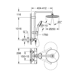  Vitalio Start System 250 colonne de douche avec thermostatique + douchette à main 2 jets + douche de tête, noir mat (G266772431)