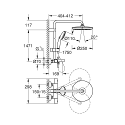 Vitalio Start System 250 colonne de douche thermostatique bain/douche + douche de tête + douchette à main, noir mat (G269882431)