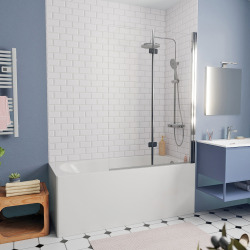 160x70 cm Ensemble baignoire Opal Plus universelle +Pare baignoire pliable, 2 volets chrome + pieds (XWP1260000-SETP2)