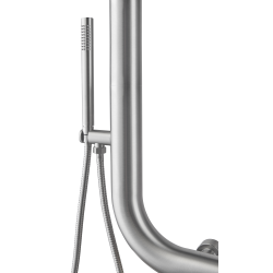 Naturel Douche extérieure murale en acier inoxydable, eau chaude et froide, douchette à main, acier brossé (NATUREL-IN15)