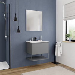 Ceramia Nouveau meuble de salle de bain Ceramia 60 cm, certifié FSC, gris foncé (CERAMIA-1DG60)