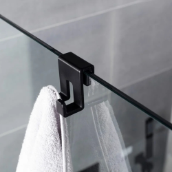 Swiss Aqua Technologies Double crochet suspendu en acrylique pour écran de douche SAT Walk-In, noir mat (SATWIHACEKPLASTC)