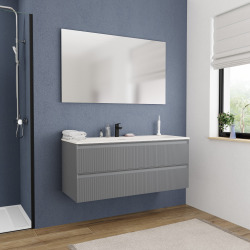 Ceramia Nouveau meuble de salle de bain 120 cm, certifié FSC, bleu foncé (CERAMIA-3DG120)