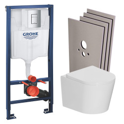 Pack WC bâti-support Rapid SL + WC suspendu sans bride + abattant SoftClose + set habillage + plaque chrome (RSLCETOR1SB)