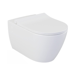 Bello Ensemble Cuvette suspendue sans bride + Abattant frein de chute, Blanc (BelloRimless)