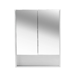 Lucca Armoire de salle de bain assemblée 60x75 cm, stratifié, 4 étagères, miroir blanc (LUCCA60CABW)