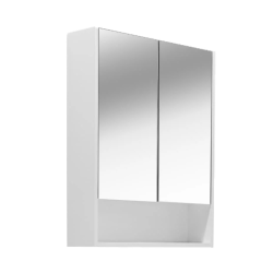 Naturel Lucca Armoire de salle de bain assemblée 60x75 cm, stratifié, 4 étagères, miroir blanc (LUCCA60CABW)