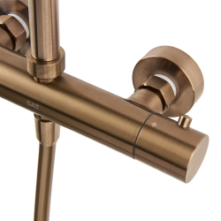 Aurum colonne de douche avec mitigeur thermostatique + douchette 2 jets + douche de tête, or rose brossé (SATSSTKAURBRG)