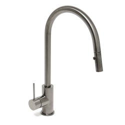 Swiss Aqua Technologies Aurum mitigeur évier à levier sur pied 44 cm avec douchette extractible 2 jets, métal brossé (SATBAUR286BGM)