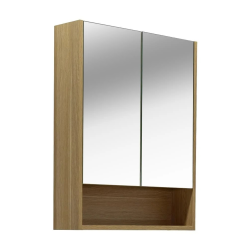 Lucca Armoire de toilette assemblée 60x75 cm, stratifié, 4 étagères, miroir, couleur chêne (LUCCA60CABD)