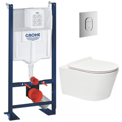 Pack WC Bâti autoportant + WC sans bride SAT + Abattant softclose + Plaque chrome (ProjectSATrimless-5)