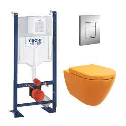 / Glacera Pack WC Rapid SL autoportant + cuvette Alfa sans bride + plaque chrome (ProjectAlfaRimless-1)