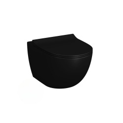 Pack WC bâti-support UP720 extra-plat + WC Infinitio noir mat sans bride + Abattant softclose + Plaque (SLIM-BlackInfinitio-A)