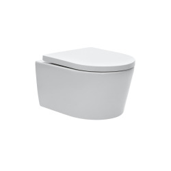 Pack WC bâti-autoportant + WC SAT sans bride fixations invisibles + Abattant softclose + Plaque blanche (SMART-SATrimless-9)