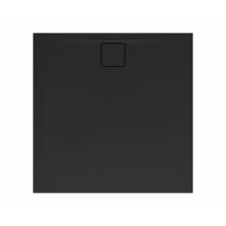 Swiss Aqua Technologies Vision Receveur de douche 90x90cm + Siphon Eslim90. Marbre coulé, noir (SATSVVI90QC-S)