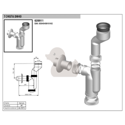 Siphon pour urinoir avec vidage de brassard 40mm, blanc (T2407)