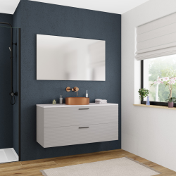 Ceramia Set complet 120 cm : plan vasque blanc mat + meuble assemblé, gris perle (CERAMIA-4LG120-S)