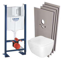 Pack WC Bâti Autoportant Rapid SL + WC sans bride Havana avec fixations invisibles + Abattant softclose + Set habillage