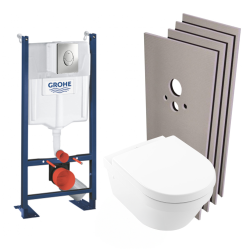Grohe Pack WC Bâti autoportant + WC Villeroy & Boch Architectura sans bride + Plaque + Set habillage (ProjectArchitectura2-2-sabo)