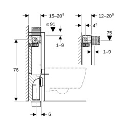 KOMBIFIX pro závěsné WC, 82 cm, s nádržkou Omega, pro ovládací tlačítka Omega