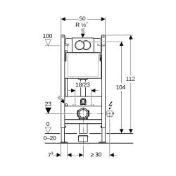 Geberit Delta Pack bâti-support Duofix 112cm + Plaque de commande Delta01, Blanche + Fixations murales (111.154.11.3)