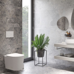 Plaque de commande double touche en plastique, blanc mat/chrome brillant (SATAT76)