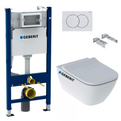 Pack WC Bâti-support Viconnect + WC suspendu Normus + Abattant frein de chute + Plaque chrome mat (ViConnectNormus-3)