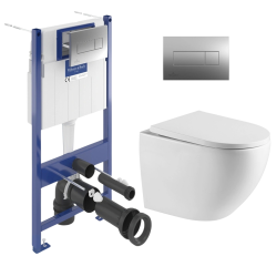 ViConnect Pro S Pack WC bâti-support + WC sans bride Swiss Aqua Technologies + abattant SoftClose + plaque (VCNFUSIONTQ2CH)