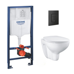 Pack WC Rapid SL + cuvette sans bride SAT, fixations cachées + plaque Skate chrome (RapidSL-SATrimless)