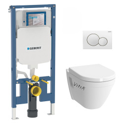 Pack WC Bâti-support extra-plat + WC Vitra S50 + Abattant softclose + Plaque chrome (SLIM-S50Softclose-B)