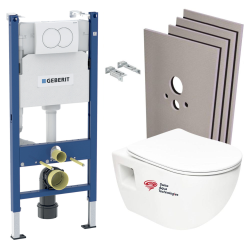 Geberit Pack WC Bati Geberit + WC sans bride Swiss Aqua Technologies + Abattant SoftClose + Plaque + habillage (ProjectGeb3-sabo