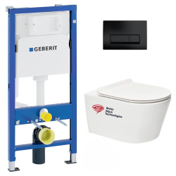 Pack WC bati-support Geberit + WC sans bride Swiss Aqua Technologies + abattant ultra-fin (BREVISGEB10-SP)