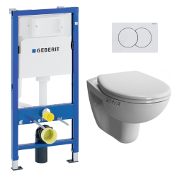 Pack Bâti-support Duofix 112cm + WC suspendu Vitra Normus + Abattant softclose + Plaque blanche (NormusGeb1)