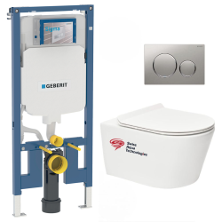 Geberit Pack WC Bati-support Geberit UP720 extra-plat + WC Swiss Aqua Technologies sans bride + abattant slim