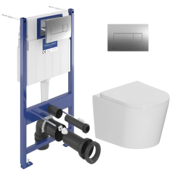 Villeroy & Boch ViConnect Pro S pack WC bâti Villeroy & Boch + WC suspendu sans bride Ceramia + abattant SoftClose + plaque chrome (VCNCETOR2CH)