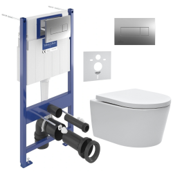 Pack WC bâti Villeroy & Boch + WC sans bride Swiss Aqua Technologies + abattant + set isolation + plaque (VICONSAT2CHSET)