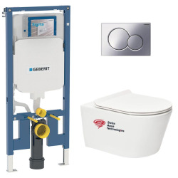 Pack WC Rapid SL + cuvette sans bride SAT, fixations cachées + plaque Skate chrome (RapidSL-SATrimless)