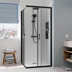 Porte coulissante 90x90 + receveur blanc avec siphon (HCB-ALD15B-9090)