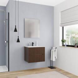 Ceramia 60 cm, meuble de salle de bain assemblé, certifié FSC, couleur chêne (CERAMIA-5DW60)