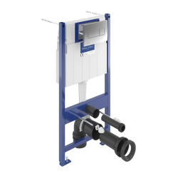 Pack WC Bâti-support + WC Swiss Aqua Technologies sans bride et fixations invisibles + Plaque chrome (ViConnectSATrimless-1)