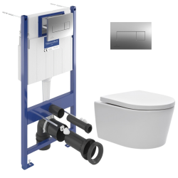 Swiss Aqua Technologies ViConnect Pro S Pack WC Bâti Villeroy & Boch + WC Swiss Aqua Technologies fixations invisibles + Plaque (VCNSAT1AM)