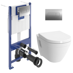 Pack WC bâti-support Villeroy & Boch + WC abattant Softclose Vitra + plaque (VICONNECTS50-2CH)
