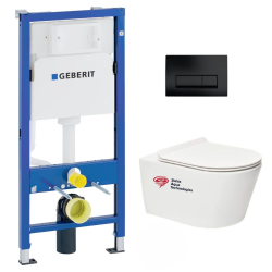 Geberit Pack WC Bati-support Geberit UP100 + WC sans bride Swiss Aqua Technologies + Abattant ultra-fin