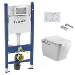 Geberit Pack WC bati-support Geberit + WC sans bride Swiss Aqua Technologies + plaque (SINFIGEB3)