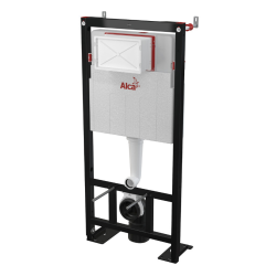 Pack WC Bâti autoportant + WC sans bride Alfa avec fixations invisibles noir mat + Abattant softclose + Plaque Noire mat