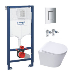 Pack Bâti-support Rapid SL + WC sans bride SAT + Abattant softclose + Plaque Chrome + Brosse de toilette OFFERTE