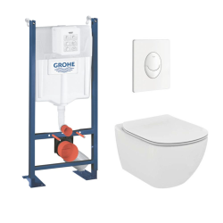 Grohe Pack WC Rapid SL autoportant + cuvette Ideal Standard T354601 + plaque Skate Air blanche (ProjectTesi-3)