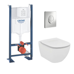 Pack WC Rapid SL autoportant + cuvette Ideal Standard T354601 + plaque Skate Cosmo chrome (ProjectTesi-1)